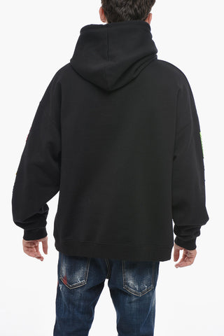 Felpa Hoodie con Grafica Testurizzata Multicolor
