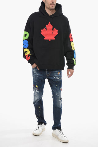 Felpa Hoodie con Grafica Testurizzata Multicolor