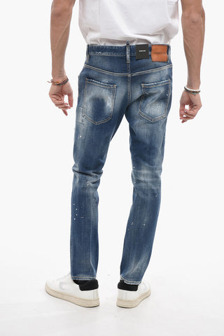 Jeans Skater Delavé con Applicazione Strass