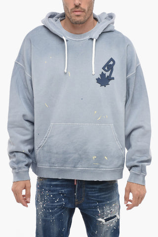 Felpa Hoodie con Motivo Schizzi di Vernice