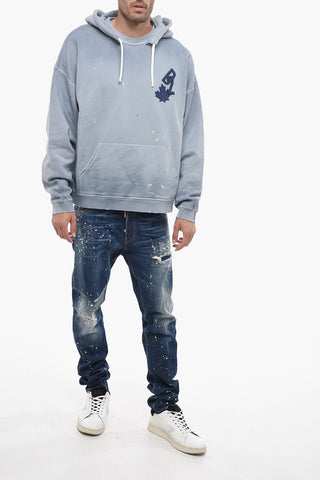 Felpa Hoodie con Motivo Schizzi di Vernice