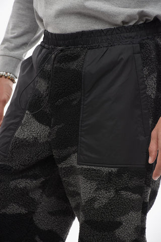 Camouflage Sherpa Pants with Drawstring Waist