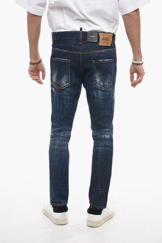 Embroidered Skater Denims with Dark Wash