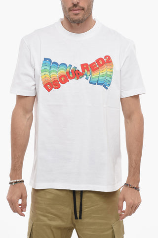 T-Shirt Girocollo con Stampa Logo Multicolor