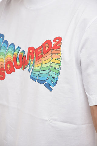 T-Shirt Girocollo con Stampa Logo Multicolor