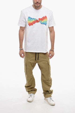 T-Shirt Girocollo con Stampa Logo Multicolor