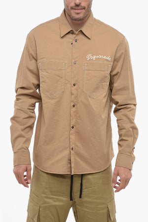 Cotton Overshirt with Embroidered Logo