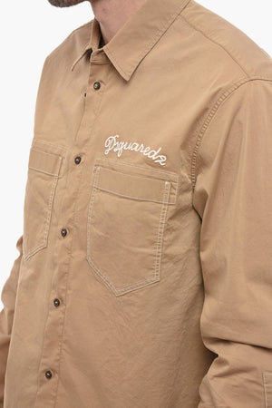 Cotton Overshirt with Embroidered Logo