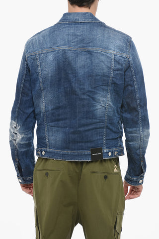 Denim Boxy Jacket with Distressed Detail