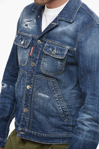 Denim Boxy Jacket with Distressed Detail