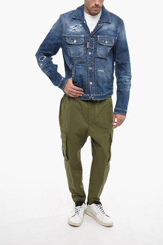 Denim Boxy Jacket with Distressed Detail