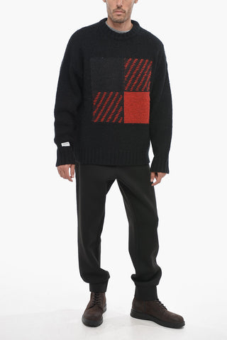 Crew-neck Sweater with Contrasting Detail
