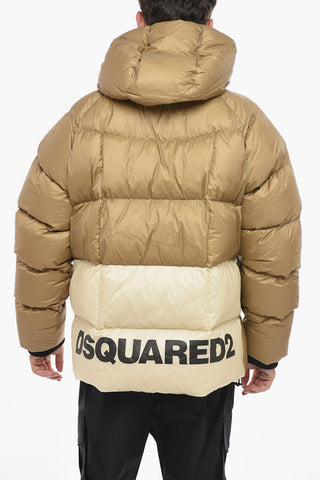 Steppjacke mit Logo-Print und Reißverschlusstaschen