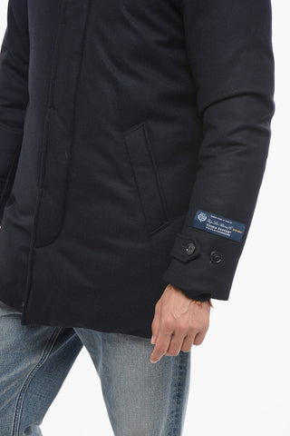 LORO PIANA Solid Color Down Jacket with Virgin Wool and Cashmere Shell