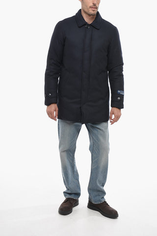 LORO PIANA Solid Color Down Jacket with Virgin Wool and Cashmere Shell