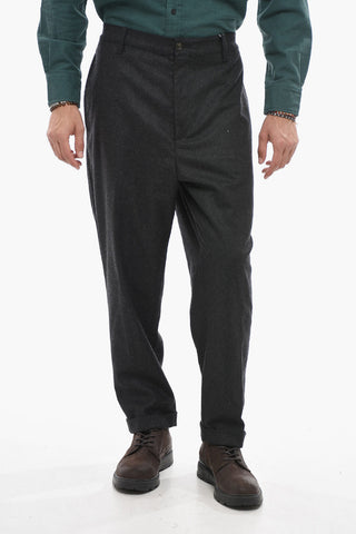 Cuffed Hem Flannel Pants