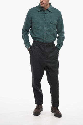 Cuffed Hem Flannel Pants
