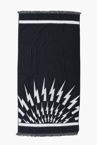 Cotton FAIR-ISLE THUNDERBOLT Beach Towel with Fringes
