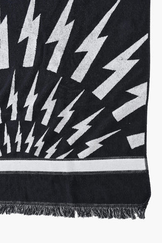 Cotton FAIR-ISLE THUNDERBOLT Beach Towel with Fringes