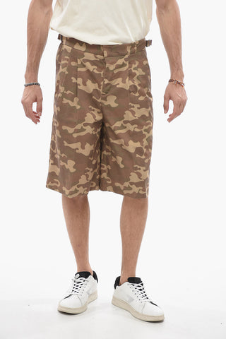 Double-Pleat Camouflage Shorts