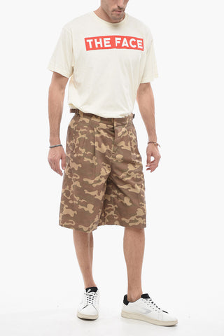 Double-Pleat Camouflage Shorts