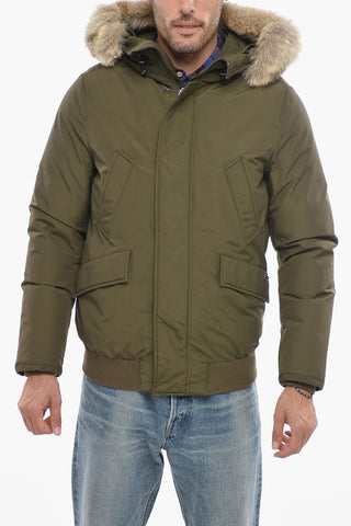 Cotton and Nylon NORTHERN Down Jacket with Real Fur