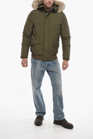 Cotton and Nylon NORTHERN Down Jacket with Real Fur