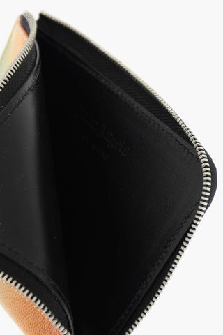 Gradient Effect Saffiano Leather Card Holder with Zip Closure