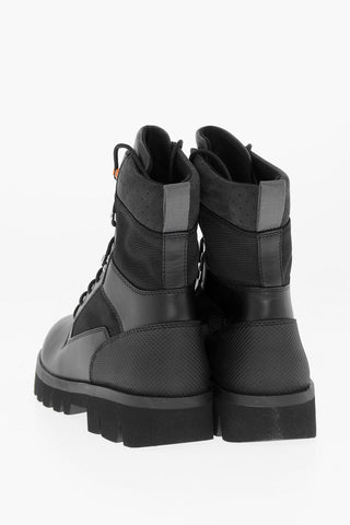Solid Color Leather and Fabric Combat Boots with Commando Sole