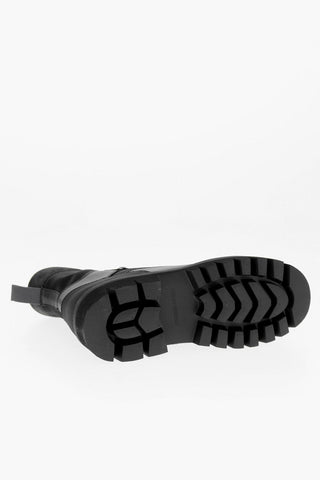 Solid Color Leather and Fabric Combat Boots with Commando Sole