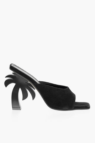 Suede Mules with palm Shaped Heel 12cm