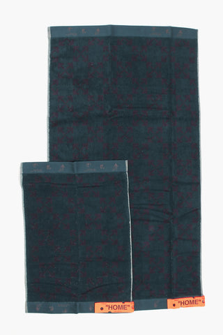 HOME Terry Cotton Towel Set with All Over Logo Embroidery