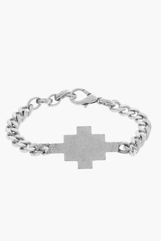 Silver-Tone Chain Bracelet with Cross Detail