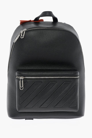 Hammered Leather Backpack BINDER With Diagonal Stripe Pattern