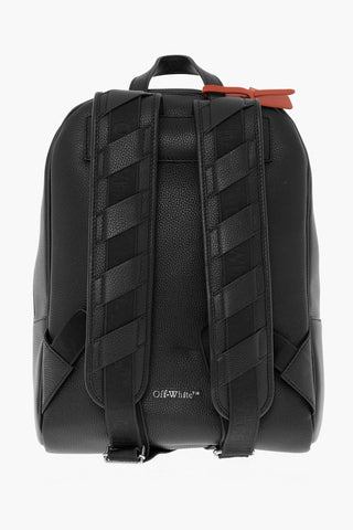 Hammered Leather Backpack BINDER With Diagonal Stripe Pattern