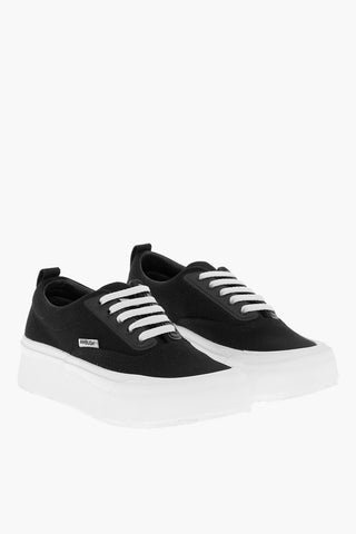 Cotton Low-Top Sneakers with Platform 5cm