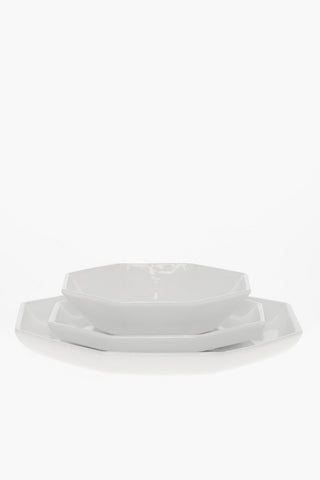 KITCHENWARE Tris di Piatti in Ceramica con Deisgn Ottagonale