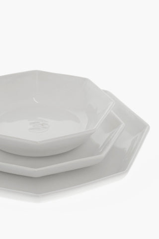 KITCHENWARE Tris di Piatti in Ceramica con Deisgn Ottagonale