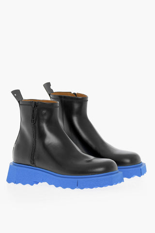 Leather Ankle Boots with Contrasting Sole