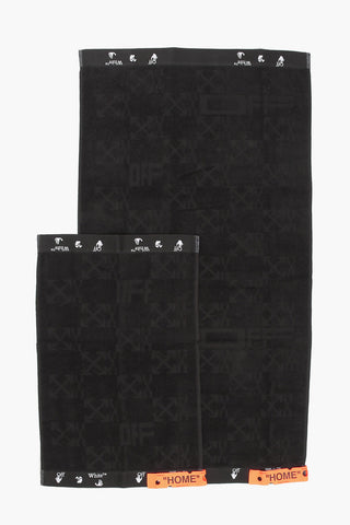 HOME Terry Cotton Towel Set with All Over Logo Embroidery