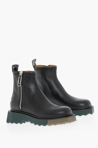 Leather Ankle-Boots with Sponge Effect Sole