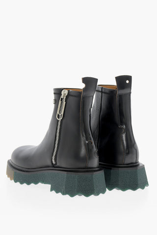 Leather Ankle-Boots with Sponge Effect Sole