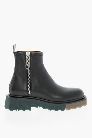 Leather Ankle-Boots with Sponge Effect Sole