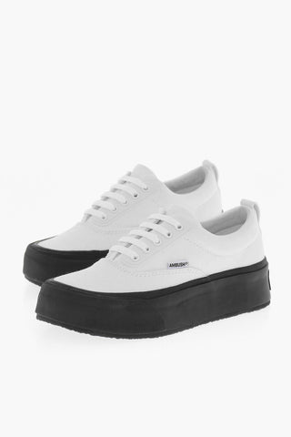 Canvas Low Top Sneakers with Contrasting Sole