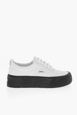 Canvas Low Top Sneakers with Contrasting Sole