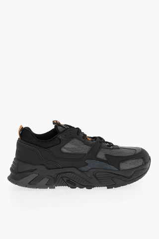 Leather Low-Top Sneakers with Mesh Details
