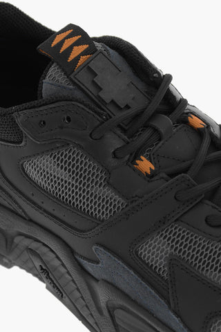 Leather Low-Top Sneakers with Mesh Details