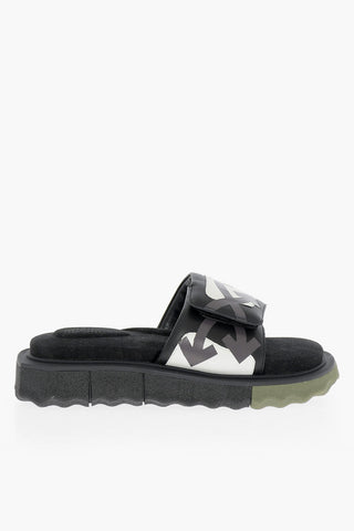 Slides in Pelle con Chiusura in Velcro 