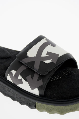 Slides in Pelle con Chiusura in Velcro 