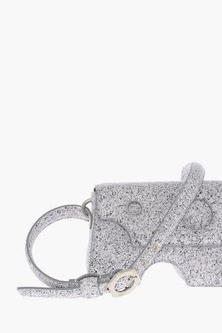 Marble Effect Leather BURROW Crossbody Bag with Cut-Out Details